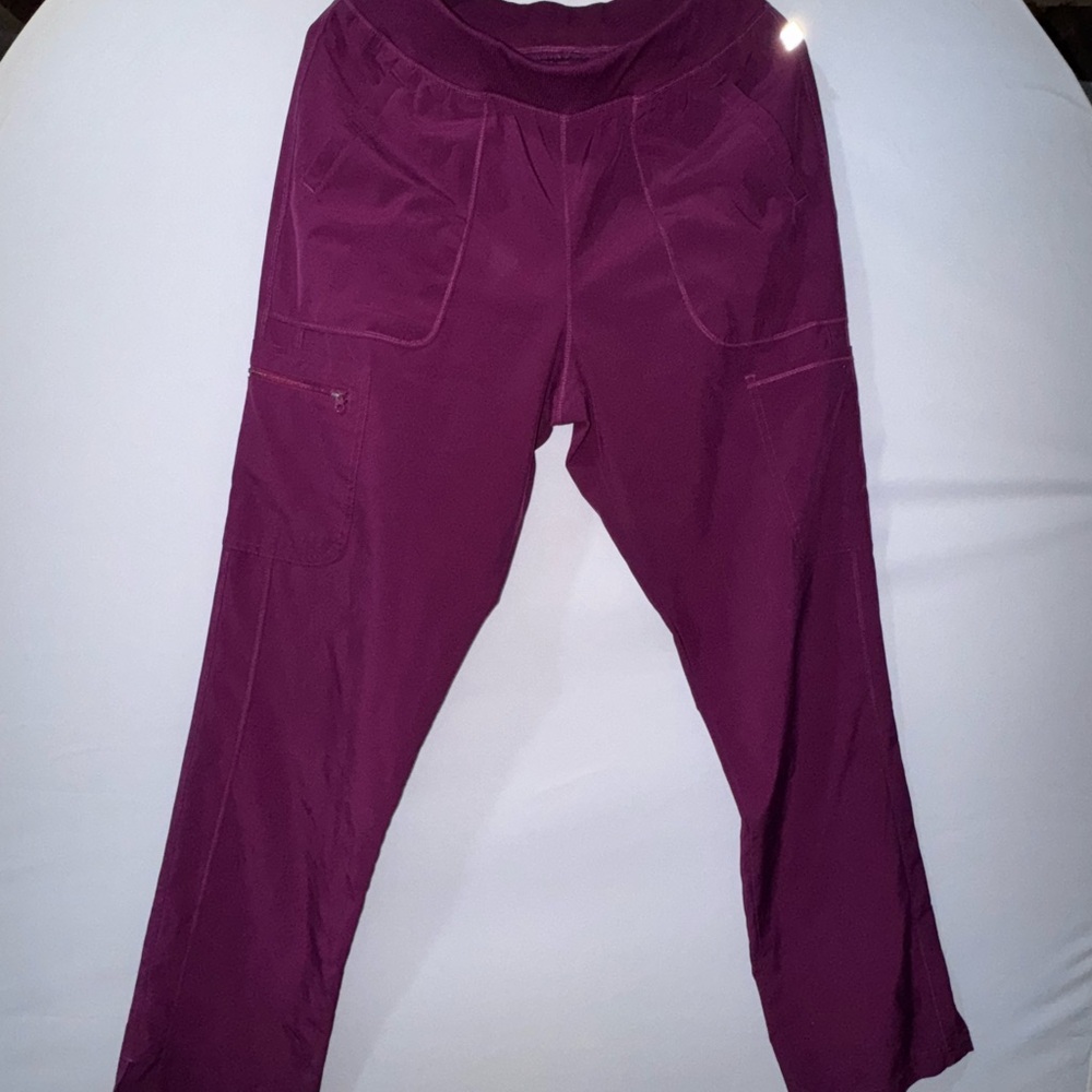 Burgundy Scrubs with Ribbed Waistband